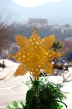Decorations made from recycled bottles, Loja, Spain