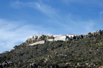 Comares, Andalucia. View from below driving up the hill