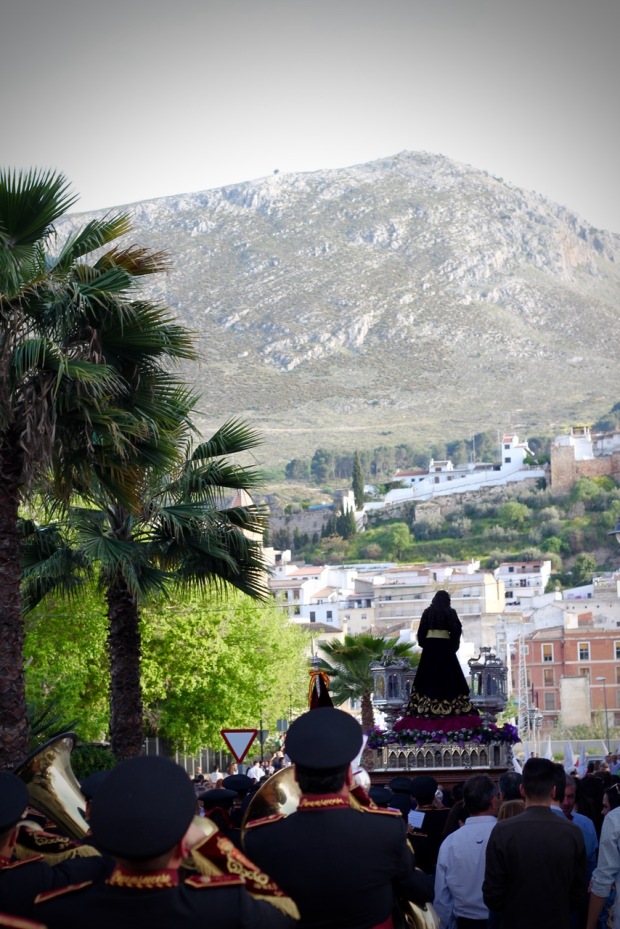 Jesus statue being carried through the streets during Semana Santa in Loja Granada, Spain